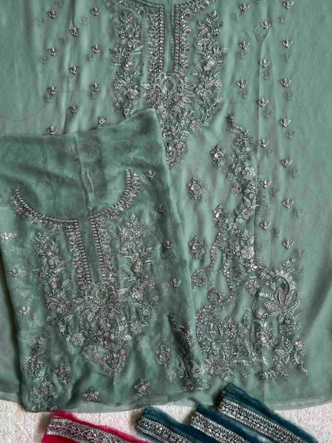 Imrozia front panels with matching daman & sleeves patches