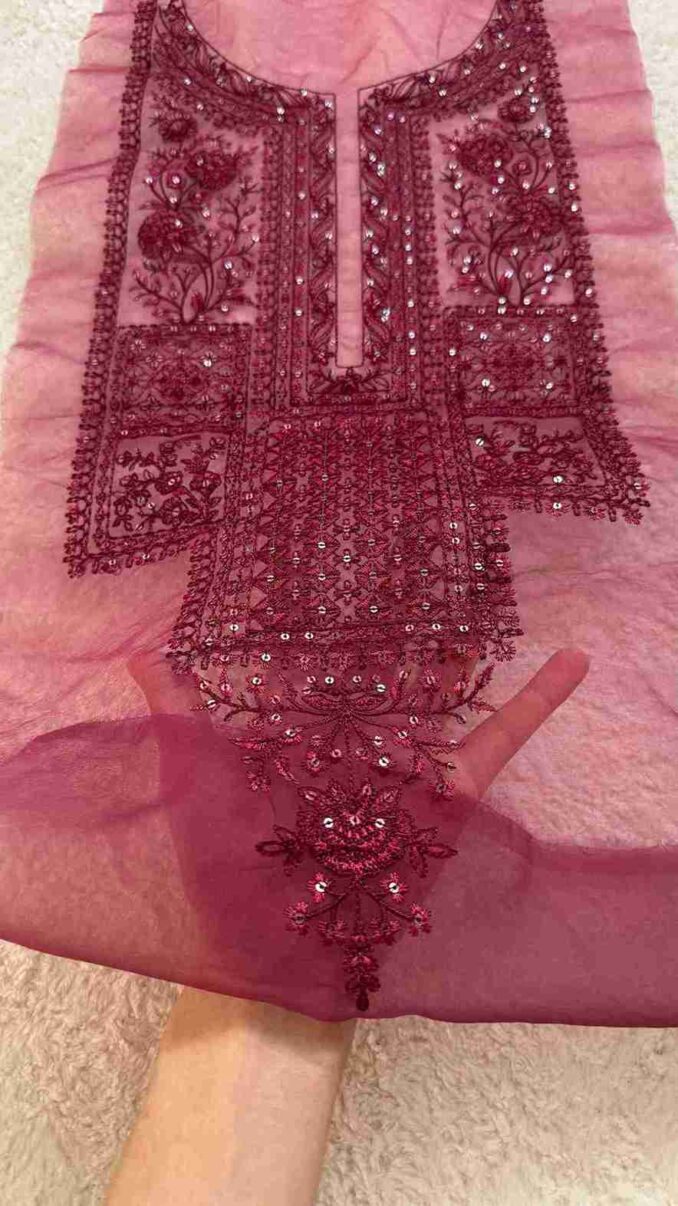 Maroon Fancy Neckline