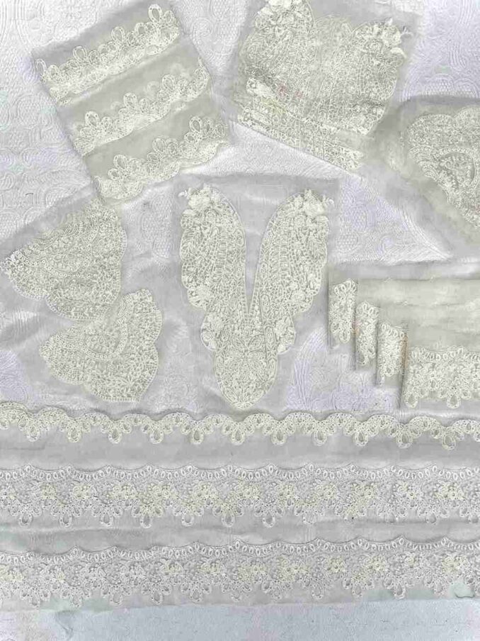 Dyeable set (Neckline, bunches, front back daman & Dupatta pallu)
